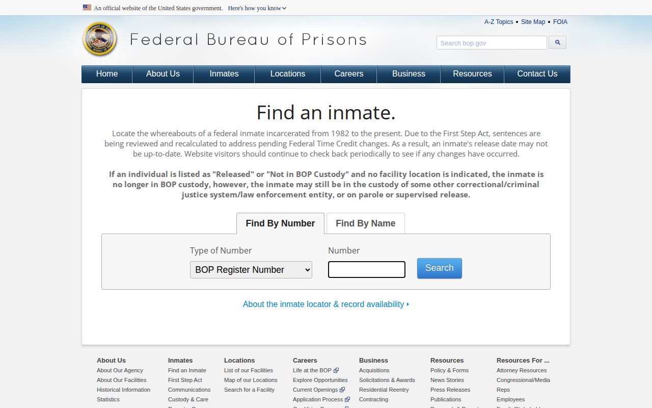 Federal custody locator separate from Jackson County recent arrests
