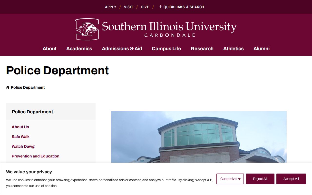 Southern Illinois University Police source for a separate campus crime log